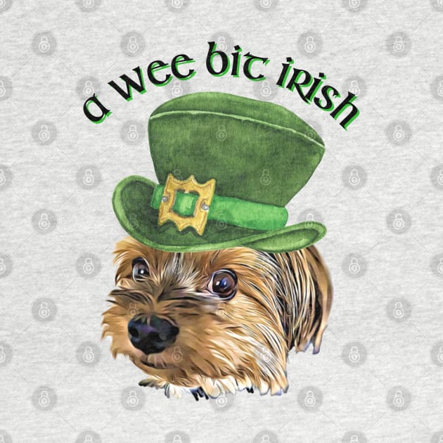 A  Wee Bit Irish Cute Yorkshire Terrier St Patrick's Day by AdrianaHolmesArt